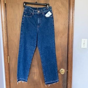 Express jean super high rise straight raw hem jean size 2